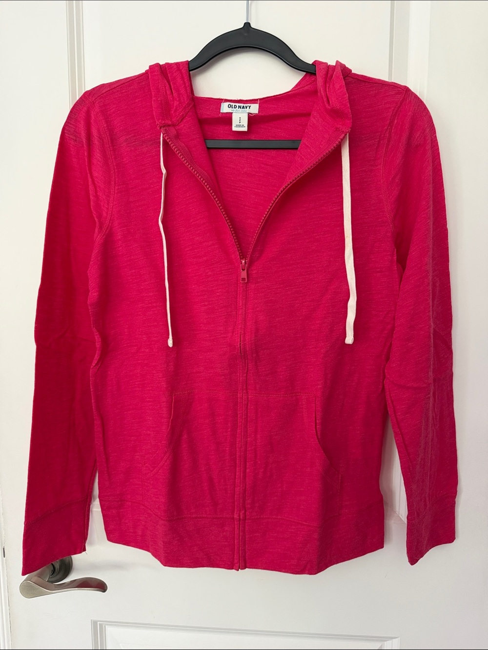 NWT Old Navy Women's Bright Pink Zip Hoodie with Drawstrings